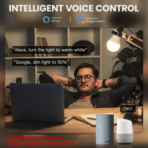 ⁦مصباح ذكي يعمل مع Alexa Google Home⁩ - الصورة ⁦4⁩
