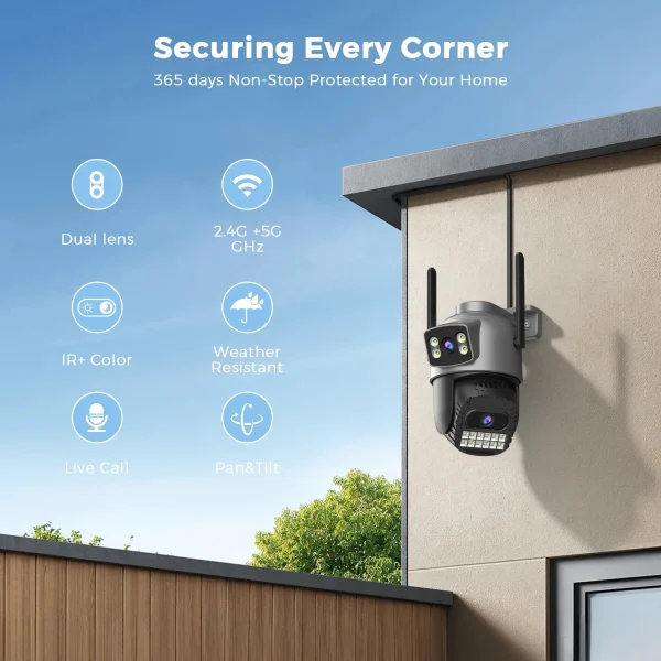 ⁦10MP 5K IP Camera Security Protection Wifi PTZ Dual Lens 5G HD Outdoor Surveillance Camera Human Detection Tracking Night Vison⁩ - الصورة ⁦2⁩