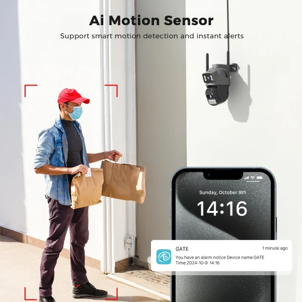 ⁦10MP 5K IP Camera Security Protection Wifi PTZ Dual Lens 5G HD Outdoor Surveillance Camera Human Detection Tracking Night Vison⁩ - الصورة ⁦5⁩
